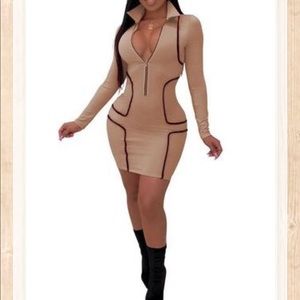 Sexy Beige Mini Dress